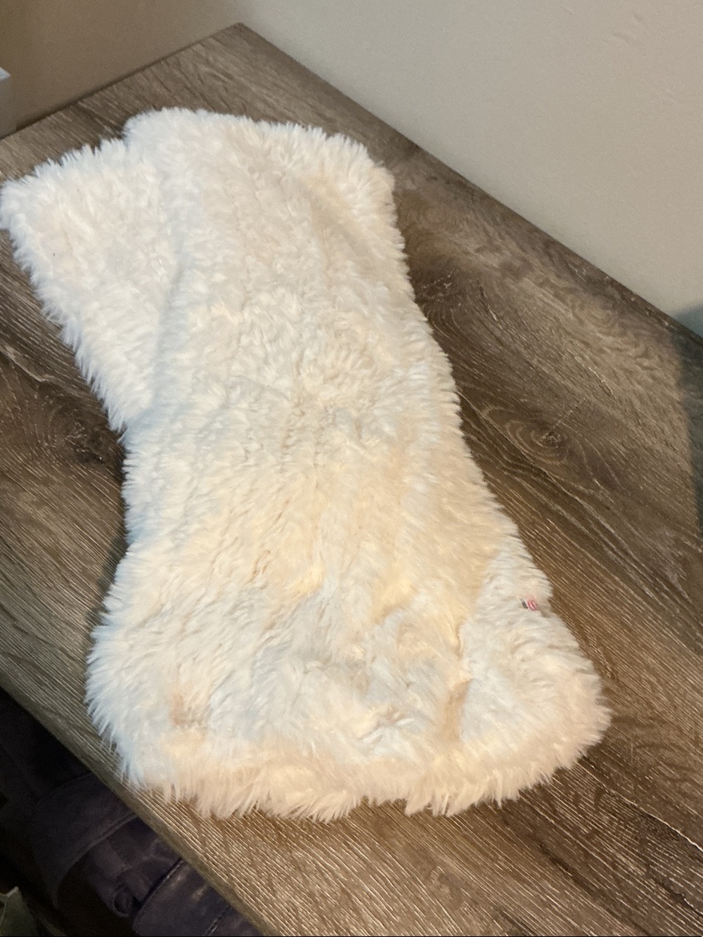 Cuddl Duds White Cream Plush Faux Fur Scarf 7.5” x 80” Like New!